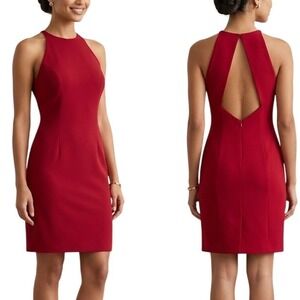 Red Sleeveless High Neck Sheath Cocktail Dress 10 Mini Halter Style‎  Party